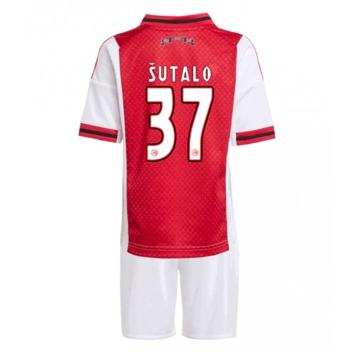 Ajax Josip Sutalo #37 Hjemmebanesæt Børn 2025-26 Kort ærmer (+ korte bukser)